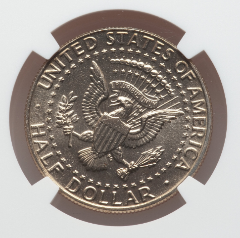2019 Kennedy half dollar rotated die error showing the reverse Presidential Seal rotated out of normal alignment from the obverse